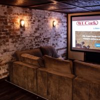 Cork Wall Covering, White Brick - Home Theater